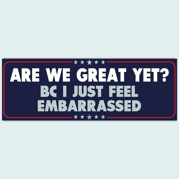 Are We Great Yet Bumper Sticker, I Didn't Vote For Him Sticker, Embarrassed Sticker, FAFO sticker, Democracy Sticker