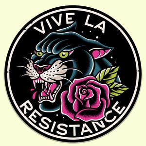 Panther Rose Vinyl Sticker, Vive La Resistance Protest Art