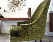 Mid Century Modern Lounge Chair Sculptural Green Upholstered chair 1960s Scoop Chair 1960s Green Pearsall Style Living Room Chair