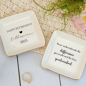 Coworker Retirement Gift,Personalized Happy Retirement Jewelry Tray For Her,Retirement Ring Dish,Thank You Gifts For Teacher,Retired Gifts