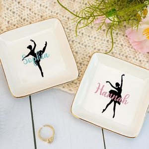 Personalized Ballet Ring Dish,Dance Gift For Her,Custom Ballerina Trinket Tray,Dance Teacher Gift,Dancer Drawing Ring Dish,Gift For Dancer