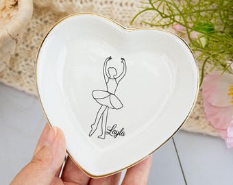 Personalized Ballet Ring Dish,Dance Gift For Her,Custom Ballerina Trinket Tray,Dance Teacher Gift,Dancer Drawing Ring Holder,Gift For Dancer