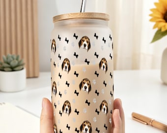 Taza de cristal personalizada con foto de perro, Vaso de cristal personalizado con foto de perro, Regalo para amantes de las mascotas, Taza de café con mi perro, Taza personalizada para amantes de los perros, Tazas para mamás de perros y gatos