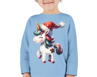 Christmas Unicorn Toddler Long Sleeve Shirt: Magical Xmas Top