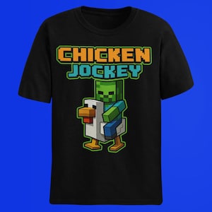 Funny Chicken Jockey Pixel Art Shirt Funny Zombier Boys Men Teen Kids PNG Design – Chicken Jockey PNG for Boys, Girls, Teens & Video gamers