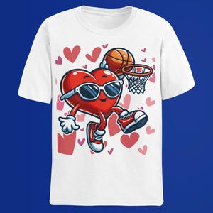 Basketball Valentine Downloadable PNG, Boy Valentine&#39;s Shirt PNG, Valentine Basketball PNG Apparel, Fun basketball Valentines Gift for Kids