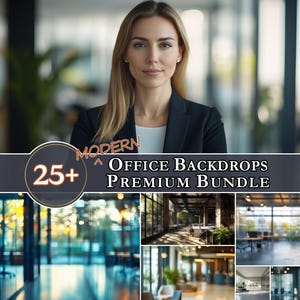 25 Modern Office Backgrounds Bundle Professional Digital Portrait Backdrops Zoom Video Call Soft Focus Mockups Headshot Background Blurred