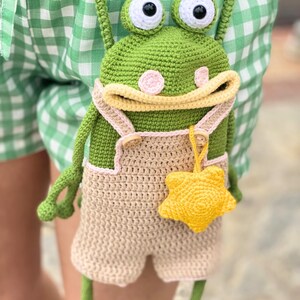 Bolsa para teléfono con forma de rana, monedero, hecha a mano, de ganchillo, para regalar, bolsa de ganchillo, rana, rana de ganchillo