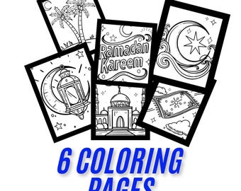 Ramadan Coloring Pages | Set of 6 Printable Islamic-Themed Designs for Kids & Adults, Easy Kids Islamic Coloring, Muslim Kids Activity