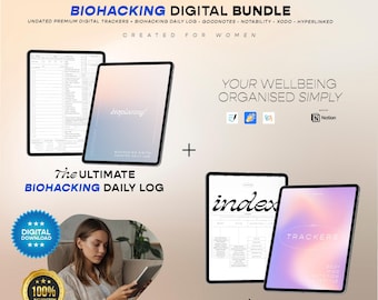 Biohacking Health & Wellness Tracker and Daily Log 2026: 37 Minimalist Templates (Digital Download)
