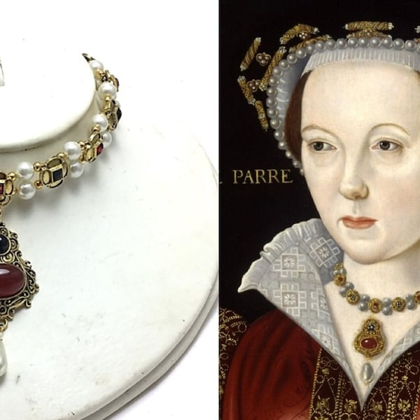 Catherine Parr replica necklace - Portrait jewellery - Tudor medieval jewellery - Queen of England - Historical Re-enactment