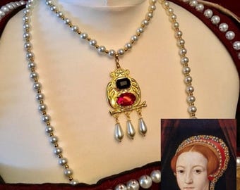 Elizabeth I Replica Necklace Set: Tudor Pearl Jewellery