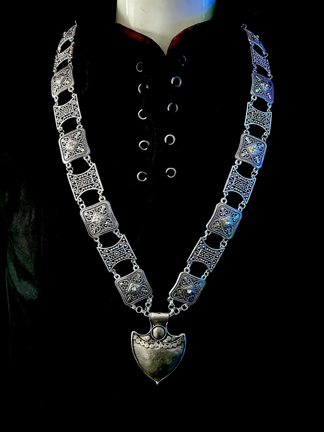 Medieval Shield Chain of Office Silver Version Livery Collar LARP