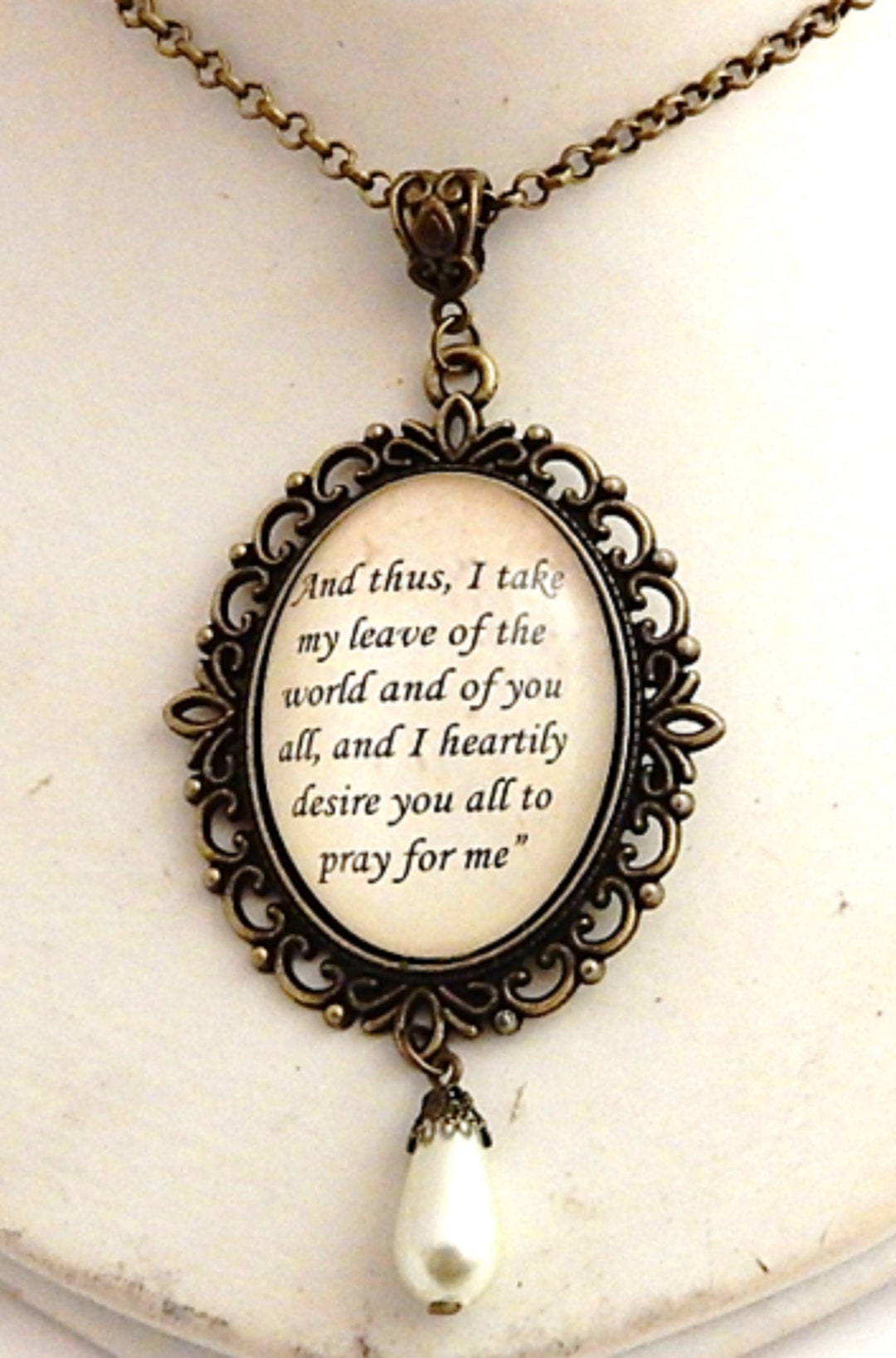 Queen Anne Boleyn Last Words Quote Necklace and Thus I Take Etsy UK