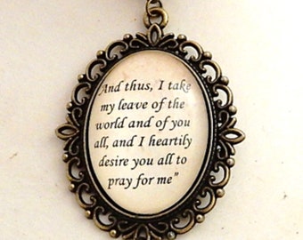 Anne Boleyn Quote Necklace: Tudor History Jewelry with Pearl