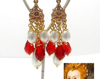 Elizabeth 1st replica earrings - The Rainbow Portrait - Queen Elizabeth reenactment - Tudor - The Golden Age