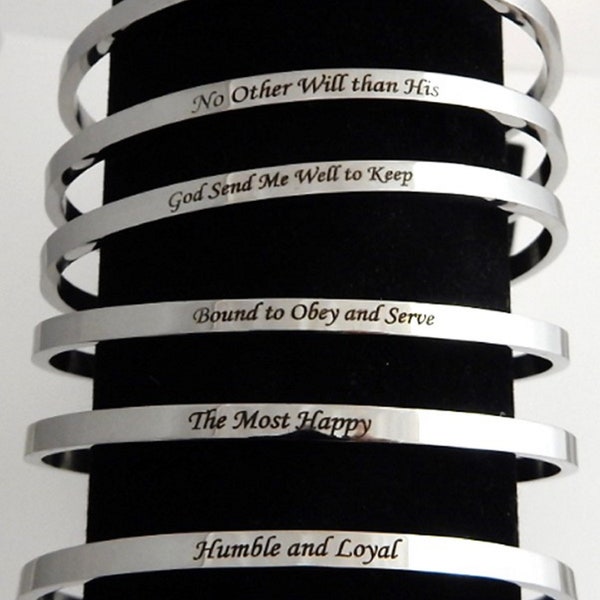 Wives of Henry VIII Motto Bangles - one piece - Aragon - Boleyn - Seymour - Cleves - Howard - Parr - Tudor Queens - Historical - Bracelet