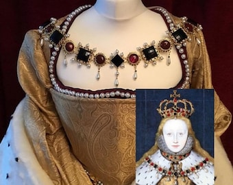 Elizabeth I Coronation Necklace: Tudor Queen Portrait Replica