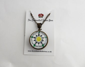 War of the Roses Necklace: York & Lancaster Rose Pendant