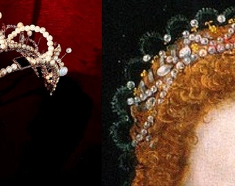 Elizabeth I Tiara, Darnley portrait - Tudor replica jewellery - Elizabethan crown - reenactment cosplay - renaissance faire - History Queen