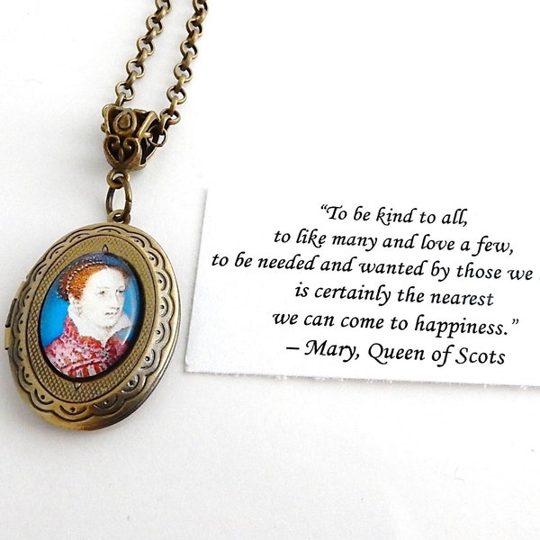 Mary Queen Of Scots necklace - historical portrait jewellery - with quote inside - miniature locket - Mary Stuart - Mary I of Scotland