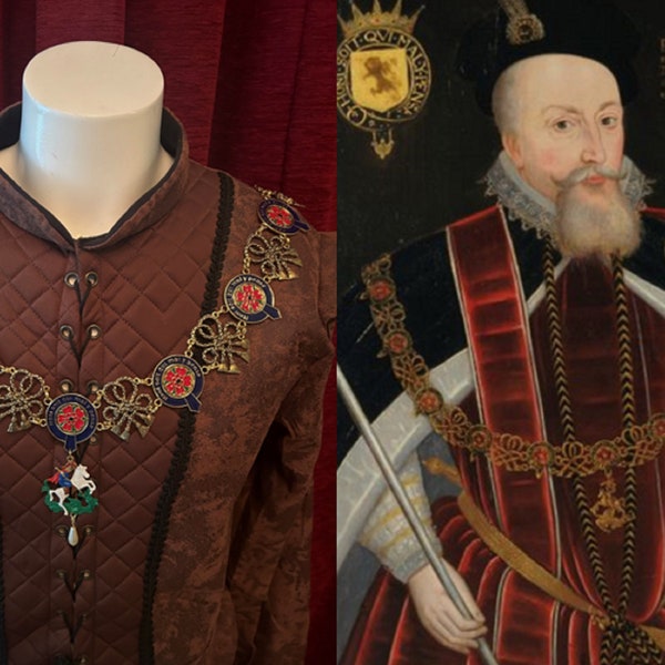 Order of The Garter Chain Of Office - Britse historische heropvoering - Livery Collar - Tudor - Elizabethaans - Knight King -Earl Of Leicester