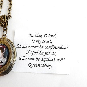 Queen Mary necklace - historical portrait jewellery - with quote inside - miniature locket - Bloody Mary - Queen of England - Catholic