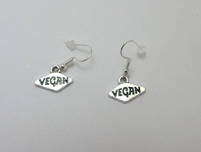 vegan jewellery Vegan Earrings on choice of silver plated or sterling silver ear wires powered by plants animal lover plant based