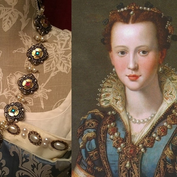 Replica renaissance necklace - Eleonora ('Dianora') di Don Garzia di Toledo - 16th Century Italian - medieval historical reenactment