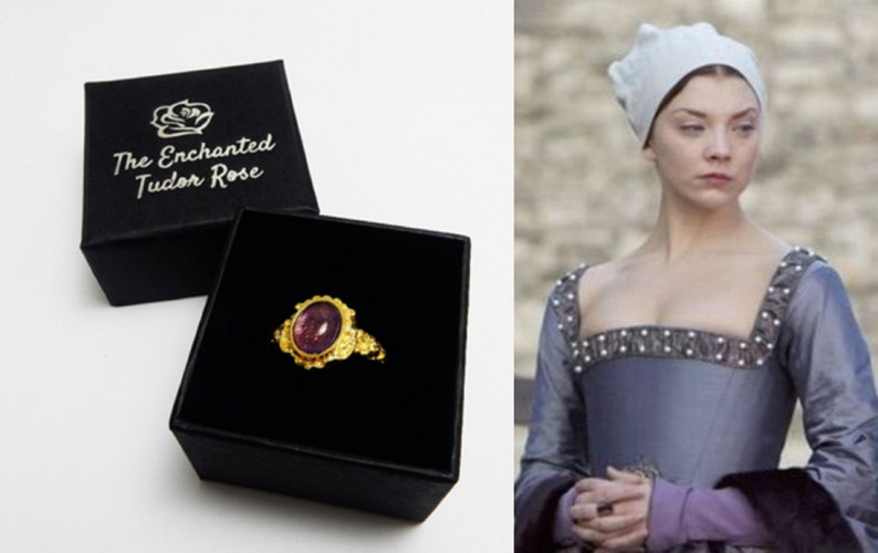 Anne Boleyn medieval ring raw brass ring with amethyst stone | Etsy