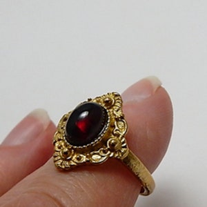 Joana Of Portugal medieval ring - raw brass ring with garnet gemstone - reproduction jewellery - historical portrait jewellery  15th Century