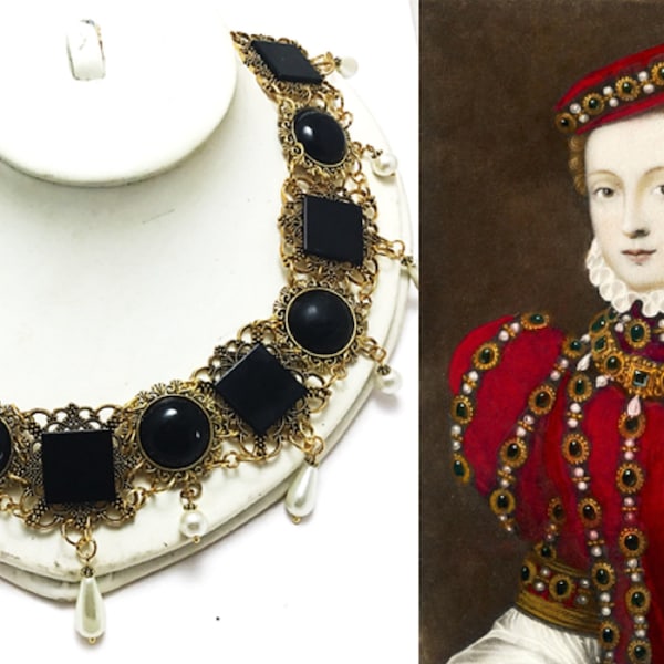 Mary Queen Of Scots necklace - Tudor reenactment - The Golden Age - historical jewellery - National Portrait Gallery replica jewellery