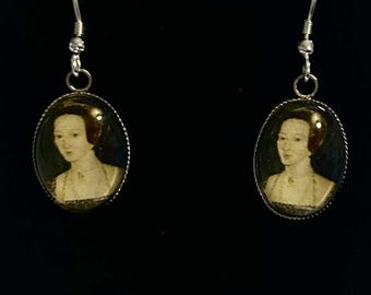 Anne Boleyn Portrait Earrings: Tudor Queen Jewelry