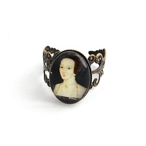 Anne Boleyn ring - Queen of England - historical portrait jewellery - medieval - Henry VIII - adjustable