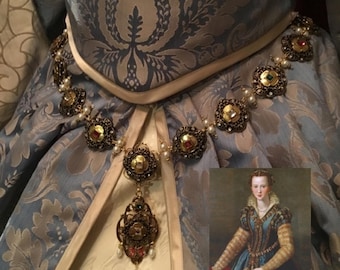 Renaissance Girdle Belt: Eleonora di Toledo Replica, Baroque Pearl & Crystal