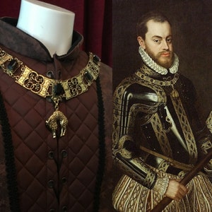 Philip II Order of the Fleece Chain of Office replica - Livery Collar - King Of England - Mary 1st - 16th Century costume jewellery