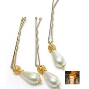 Elizabethan Hair Pearls or Pins: Rainbow Portrait Replica - Tudor Golden Age