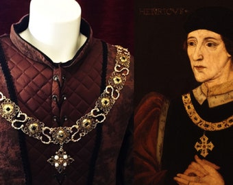 King Henry VI replica chain of office - Livery Collar - King of England and France - 100 years war historical reenactment portrait jewellery