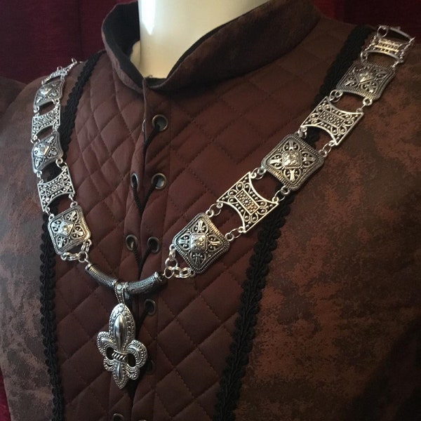Fleur de Lis medieval Chain of Office - Livery Collar - LARP - House of Plantagenet - legend - Crusades - crown jewels - Knight