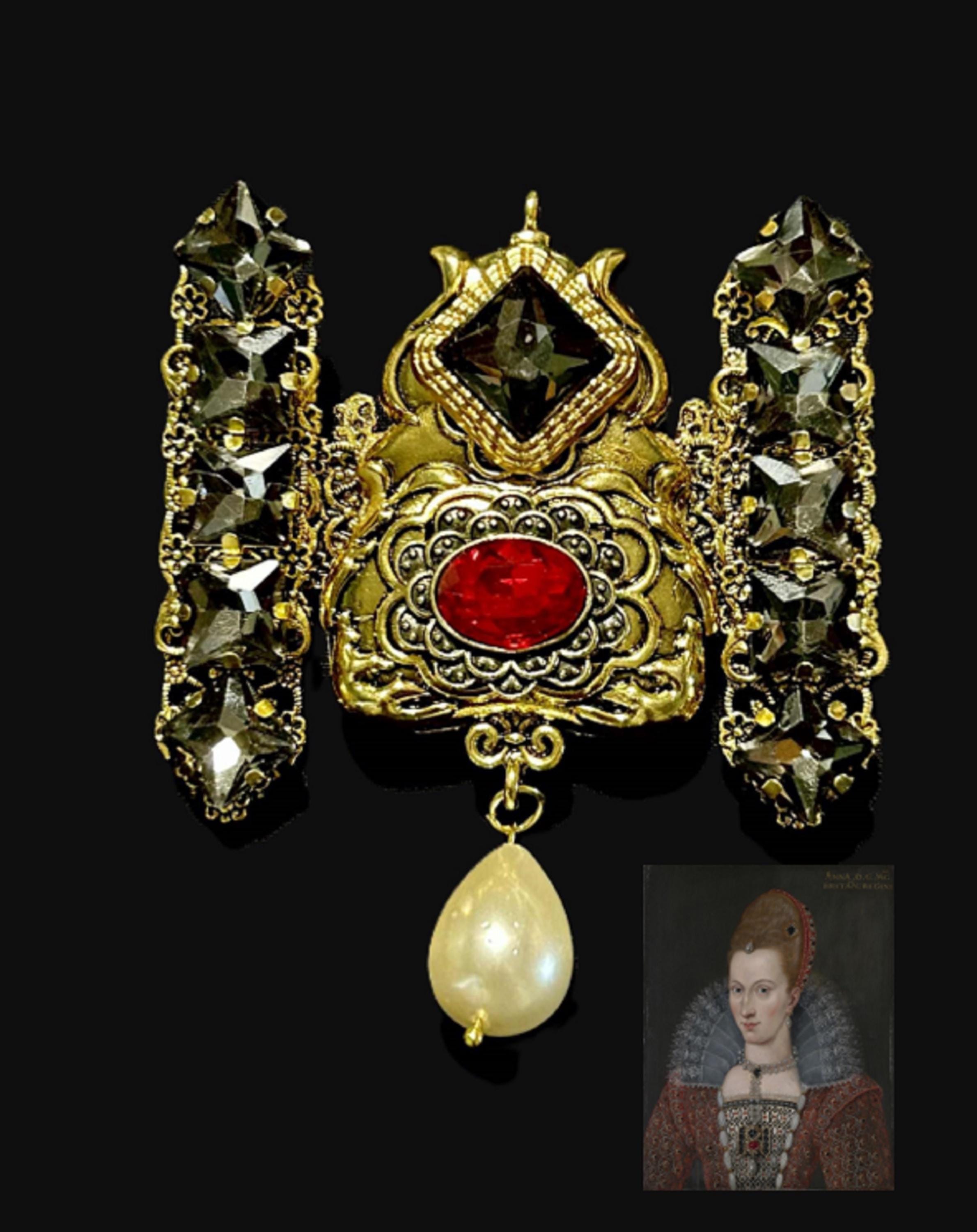 Mary Queen of Scots Brooch Necklace: Elizabethan Tudor Replica Jewellery
