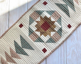 Motif floral de courtepointe de chemin de table | Tutoriel patchwork en 3 tailles