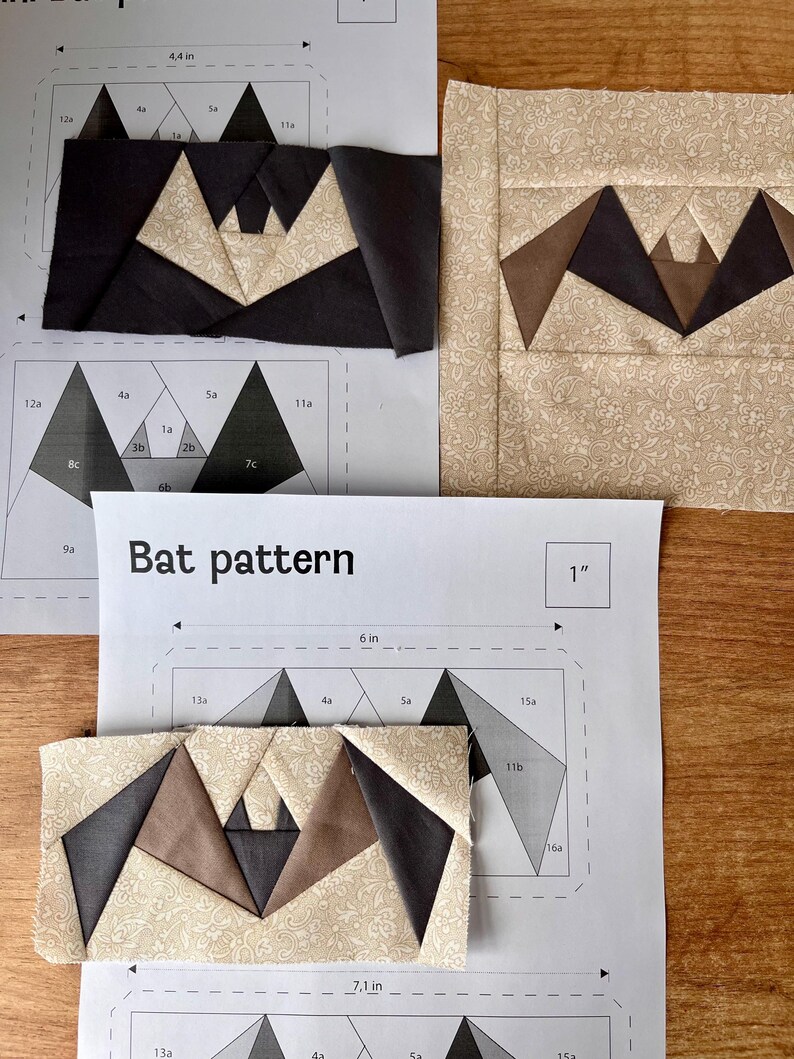 Geometric Bat Quilt Block PDF FPP Pattern 2 Sizes Etsy Geometric Bat Quilt Block PDF FPP Pattern 2 Sizes Etsy