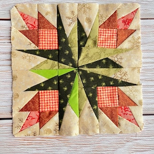 Christmas Cactus Flower paper pieced PDF pattern, - 4in, 6in, 8in