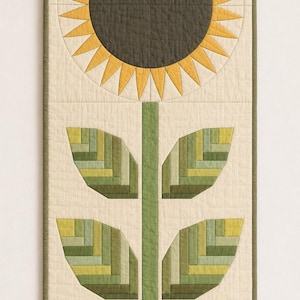 Sunflower Wall Hanging Quilt Pattern, FPP PDF, 2 Sizes