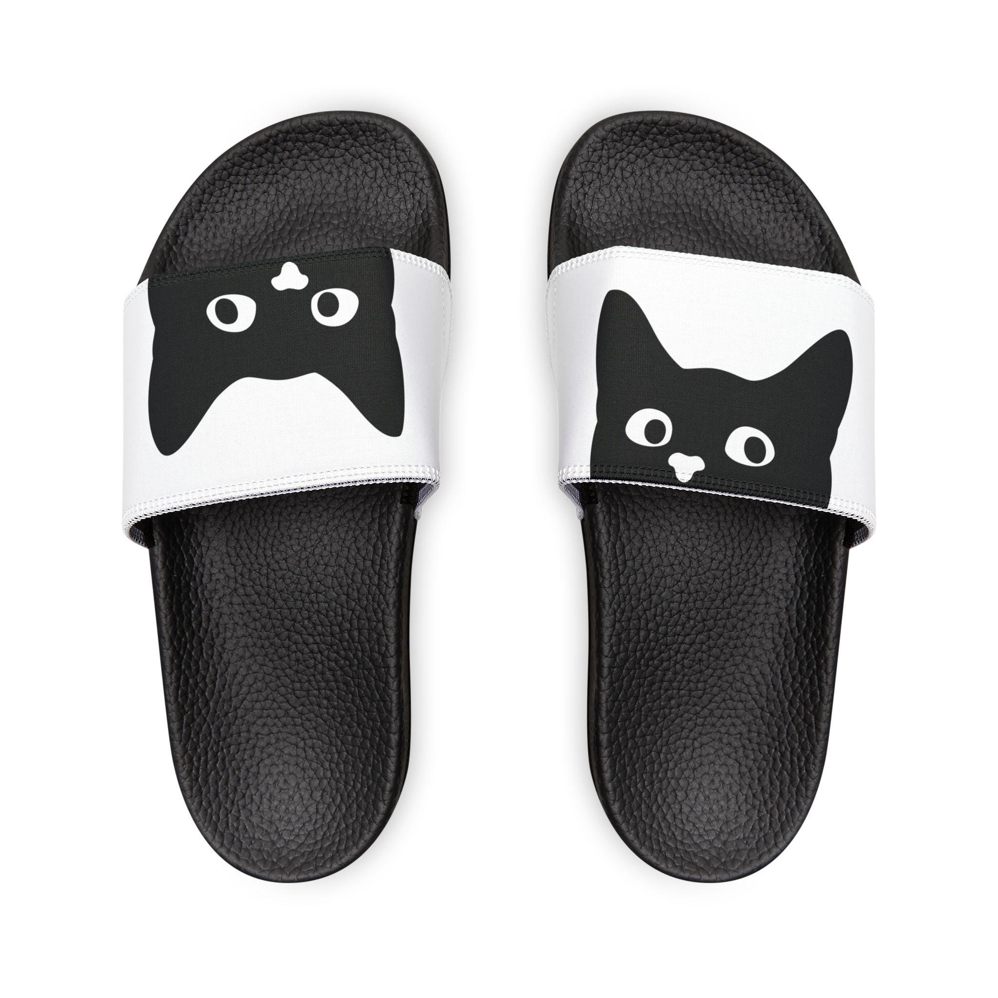 Peek-a-boo Cat Slides: Removable Strap Sandals for Cat Lovers