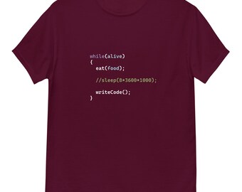 While Alive Write Code - Uniseks T-shirt klassiek - grappig JavaScript-codeblok voor programmeurs, ontwikkelaars, programmeurs, geeks, nerds en techneuten
