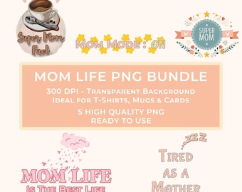 Mom Life PNG Bundle: Retro Mama Clipart, Super Mom Designs (Digitaldruck)