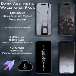 Pode incluir: Um download digital de quatro papéis de parede estéticos escuros para telefone. Os papéis de parede estão em duas proporções diferentes: 9:19.5 para modelos de iPhone e 9:16 para outros dispositivos. Os papéis de parede apresentam uma ponte, flores e um céu estrelado.