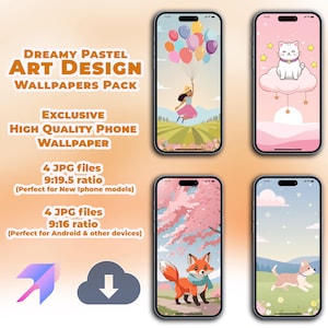 Dreamy Pastel Art iPhone Wallpapers | Kawaii Fox, Clouds & Balloon Girl Aesthetic | Pastel Wallpaper, Android Wallpaper, Iphone wallpaper