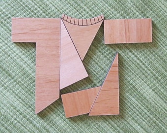 T-Shirt Puzzle: Six-Piece Wooden Brain Teaser